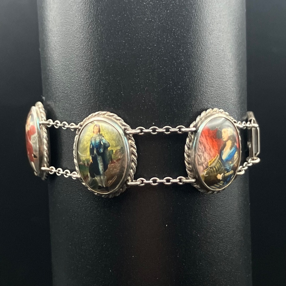 Vintage Sterling Silver Bracelet Old Master's Famous Painting Panels Size 6.25 " - Picture 4 of 14